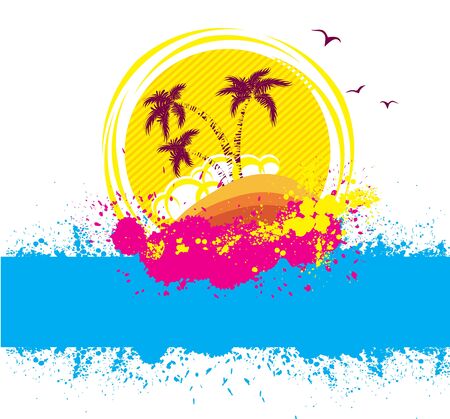 tropical island Abstract image with grunge elementsのイラスト素材