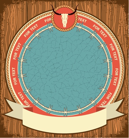 Western label background on wood textureのイラスト素材