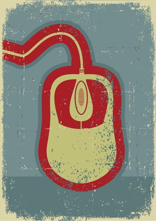 Computer mouse Grunge symbol on old paper texture のイラスト素材