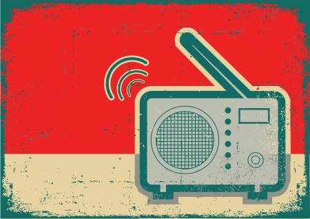 Retro radio.Vector grunge poster on old textureのイラスト素材