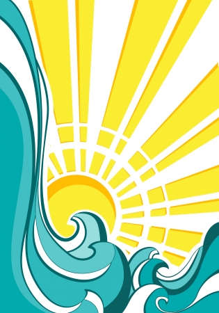 sea waves.Vector illustration of nature poster のイラスト素材