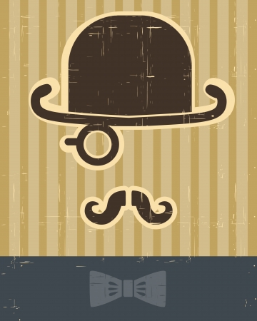 gentlement with mustache and hat on vintage card background for designのイラスト素材