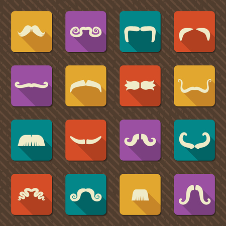 Mustaches icons.Vector flat design of symbolsのイラスト素材