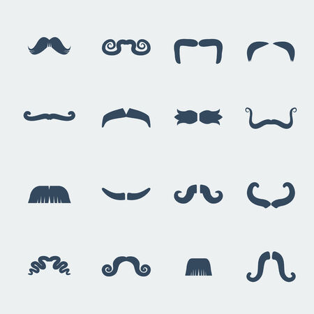 Mustaches icons.Vector flat design of symbols isolated on whiteのイラスト素材