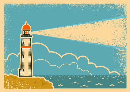 Vintage Poster with Lighthouse.のイラスト素材