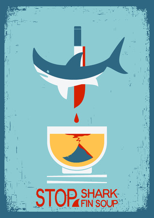No shark fin soup.Vector poster on old paper textureのイラスト素材