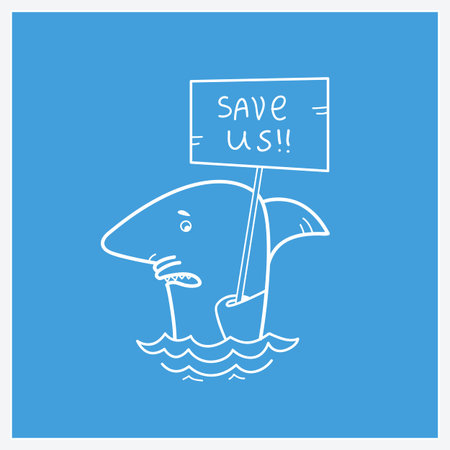 SAve sharks and stop finning soup.Vector protest card backgroundのイラスト素材