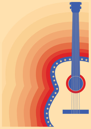 Country music poster with guitar on retro paper backgroundのイラスト素材