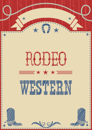 American cowboy rodeo poster.Vector western paper background for text or designのイラスト素材