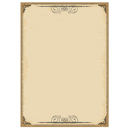 Vintage background on old paper with ornate frame.Vector illustration for textのイラスト素材
