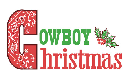 Cowboy christmas text isolated on white for designのイラスト素材