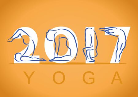 Yoga background with symbol of new year 2017.Vector illustrationのイラスト素材
