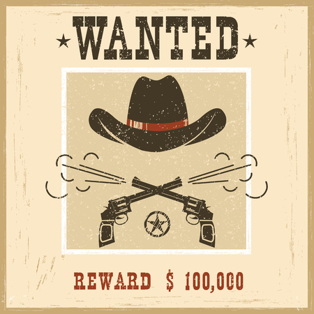 Wanted card.Western vintage paper on old textureのイラスト素材