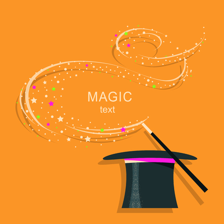 Magic hat and magic wand.Vector background illustration for text or designのイラスト素材
