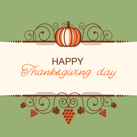 Happy Thanksgiving background with decorative vignettes and autumn ornates for textのイラスト素材