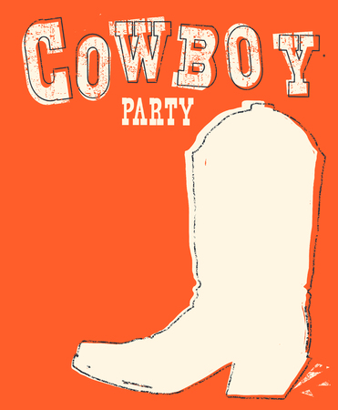 Cowboy western boot on red background.Vector hand drawn graphic illustration for textのイラスト素材