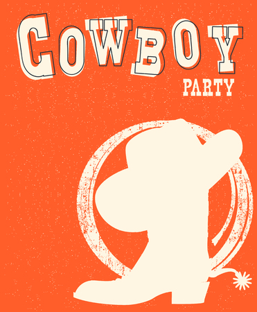 Cowboy western boot on red background.Vector hand drawn graphic illustration for textのイラスト素材