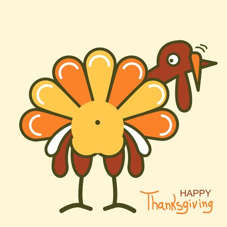 Thanksgiving turkey for Happy Thanksgiving day. Vector color symbol card illustration with text for designのイラスト素材