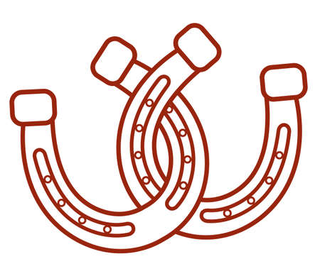 Double Horseshoe. Vector illustration pair Horseshoes isolated on white for designのイラスト素材