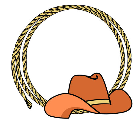 Cowboy rope frame with Western hat. Vector illustration cowboy background for textのイラスト素材