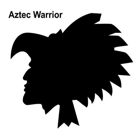 Aztec Tribal warrior. Vector illustration Ethnic warrior black silhouette isolated on white for design.のイラスト素材