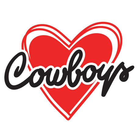 Cowboy Country love heart. Vector love heart with cowboy text illustration isolated on white background for design.のイラスト素材