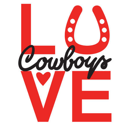 Country Love Cowboy vector printable symbol text. Country Love illustration isolated on white background for designのイラスト素材
