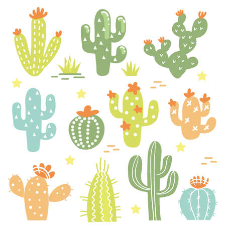 Cactuses set isolated.のイラスト素材
