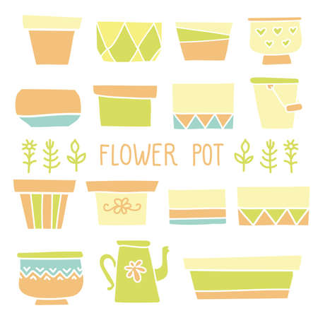 Flower pots isolated flat style design.のイラスト素材