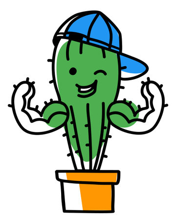 Smiling Cactus show muscle biceps.のイラスト素材