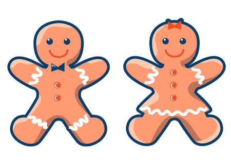 Gingerbread cookies for Christmas holiday. Vector winter holiday illustration isolated on white for designのイラスト素材