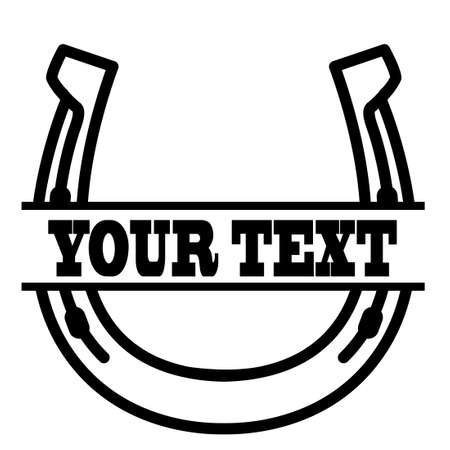 Horseshoe Monogram. Horseshoe black graphic illustration for text isolated on white for designのイラスト素材