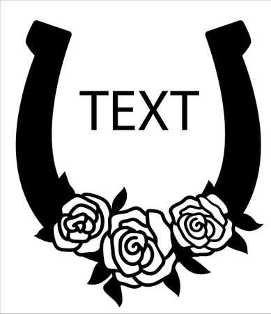 Horseshoe silhouette with flowers. Vector vintage illustration with lucky Horseshoe floral decorations isolated on white for designのイラスト素材