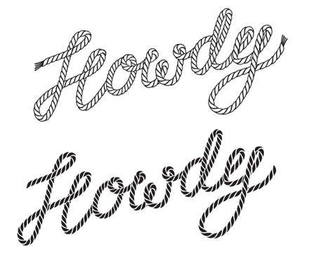 Howdy cowboy lasso text isolated on white for design. Vector howdy country designのイラスト素材