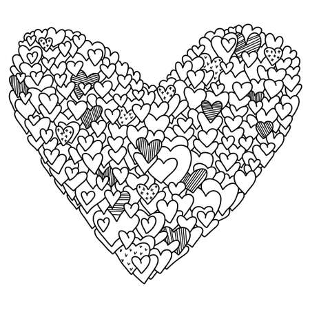 Abstract heart. love concept out line hand drawn heart vector illustration isolated on white for print, valentins day, wedding cardsのイラスト素材