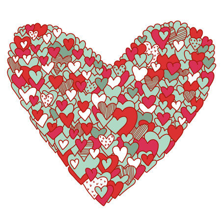 Abstract pink heart vector symbol illustration. love concept out line hand drawn heart vector illustration for print, valentins day, wedding cardsのイラスト素材
