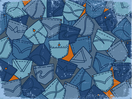 Denim pants background. Vector denim scetch outline illustration isolated for design, print. Stylish denim pantsのイラスト素材