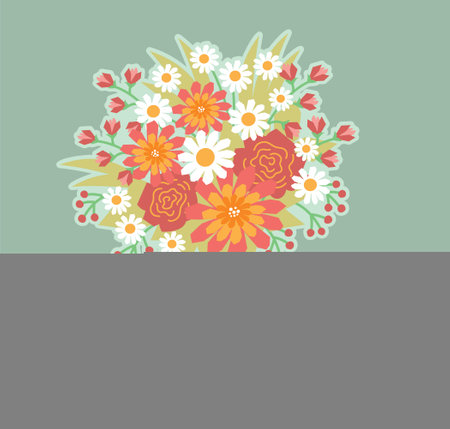 Vector flowers in man hand. Man holding bouquet of flowers card background for text or design.のイラスト素材