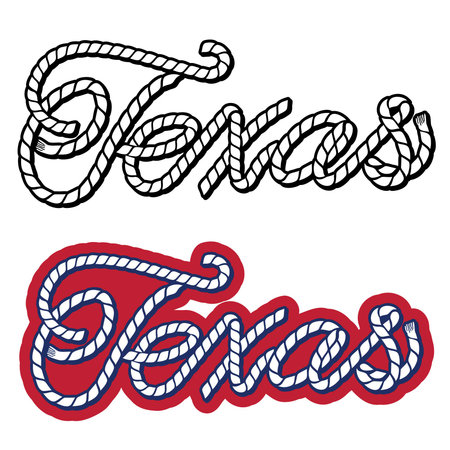 Texas symbol rope text vector illustration  on white background for designのイラスト素材