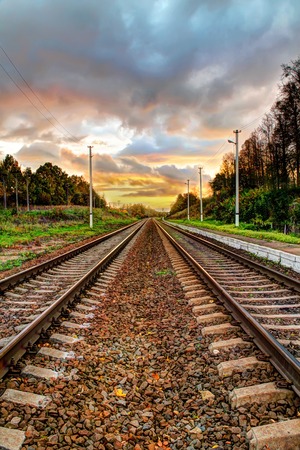 rails towards the cloudsの写真素材