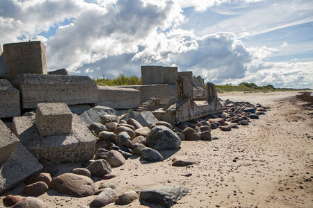 concrete ingots leave the seaの写真素材