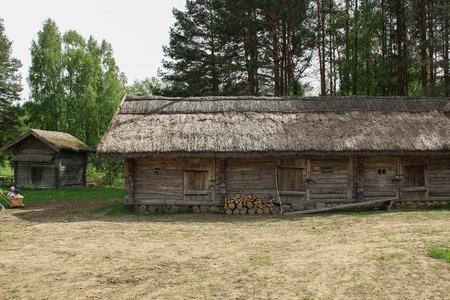 farmhouse with all the buildingsの写真素材