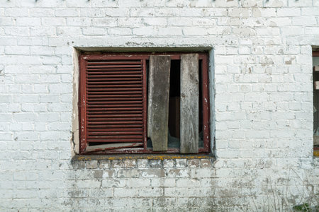 boarded up window