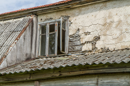 window in old buildingの写真素材