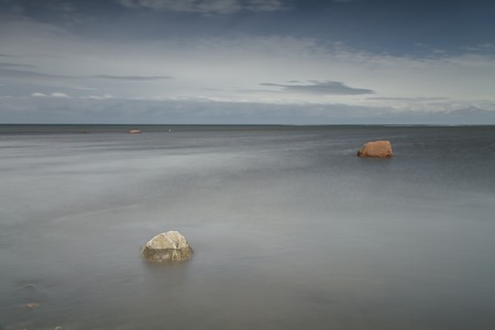 two stones in seaの写真素材