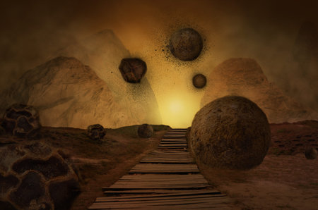 Earth from space falling bodiesの写真素材