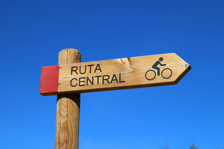 Bicycle Sign in Blue Skyの写真素材
