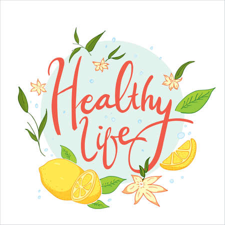 Healthy Life Calligraphy Vector Artのイラスト素材