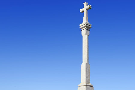 Stone holy cross at fisterra galicia spain