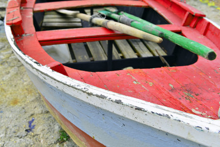 old colorful rowing boat in Spain